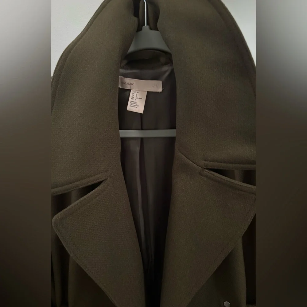 Olive Green Belted wool long coat H&M Studio - Picture 5 of 8
